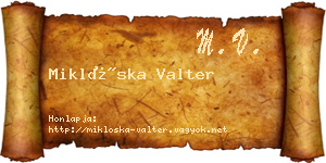 Miklóska Valter névjegykártya